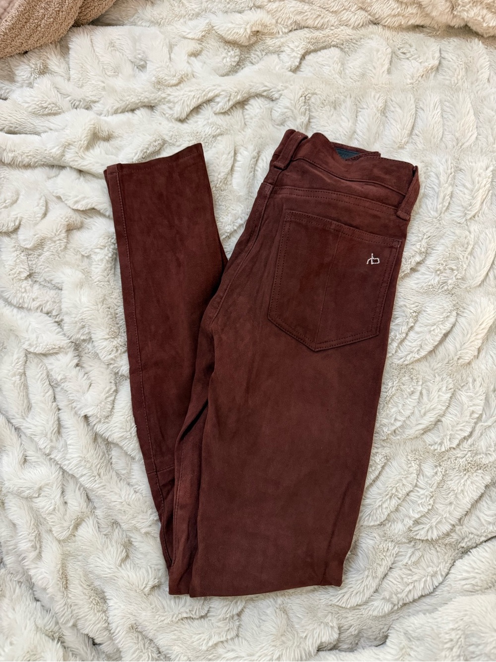 rag & bone Women’s 100% lamb suede Jeans in port wine